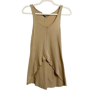 Hard Tail Tan Raw Edge Cotton Tan Tank Top Soft Minimalist Size S